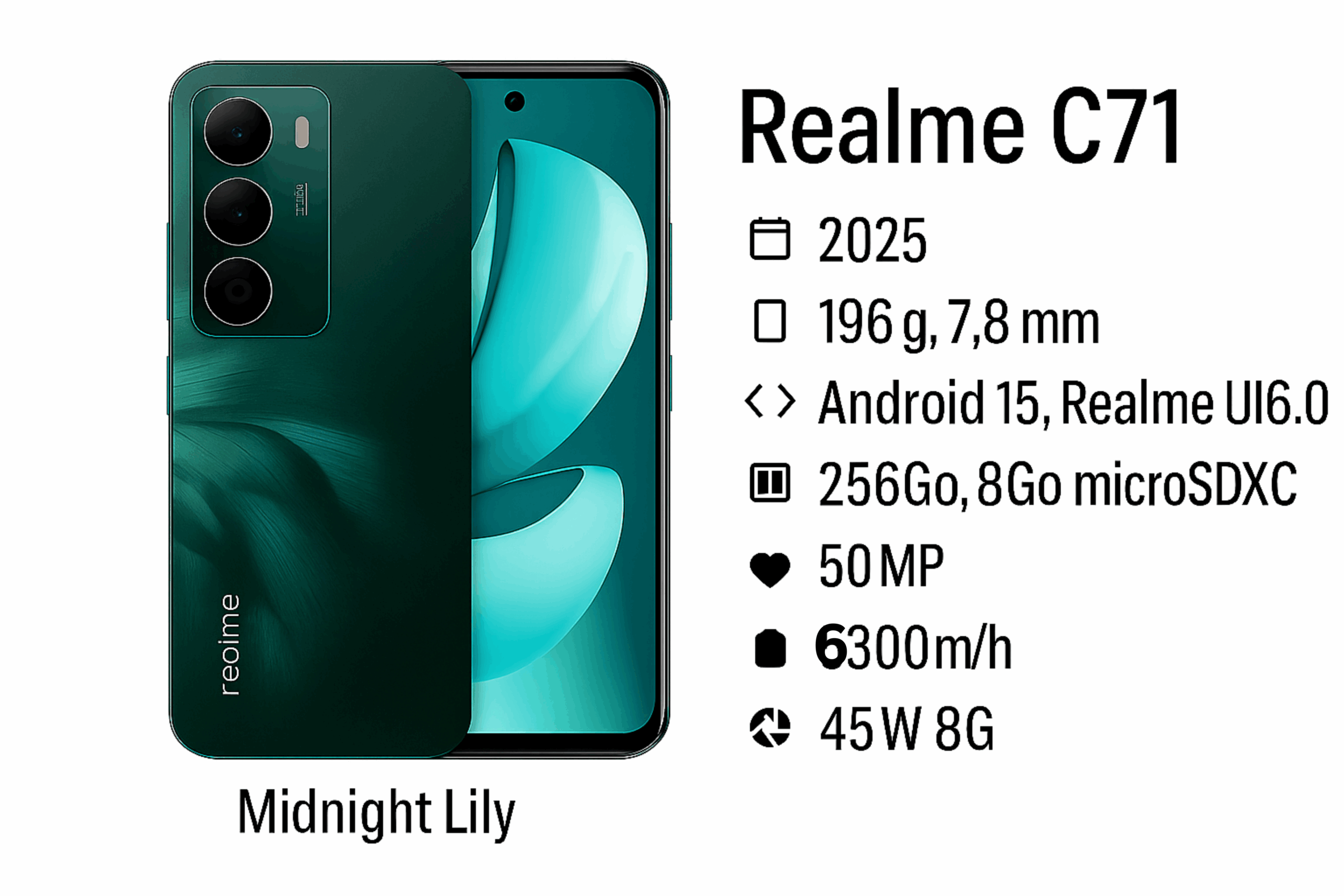 Realme c71 Prix et Fiche Technique – Smartphone Puissant avec Batterie 6300mAh
