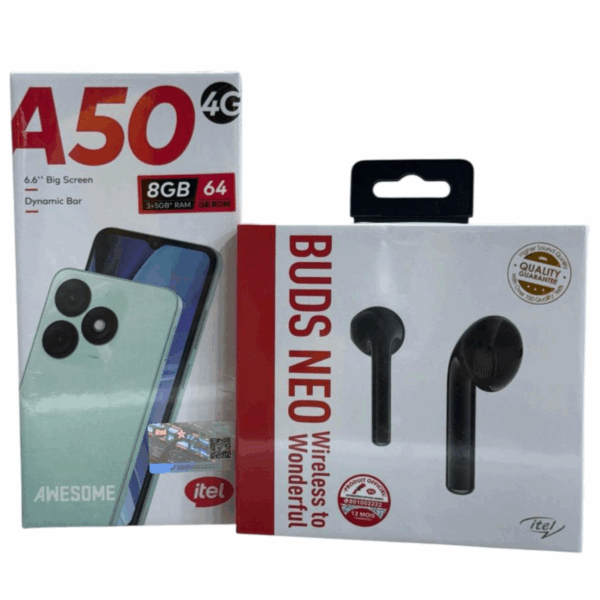 A50 8/64 itel +les écouteurs wirless itel