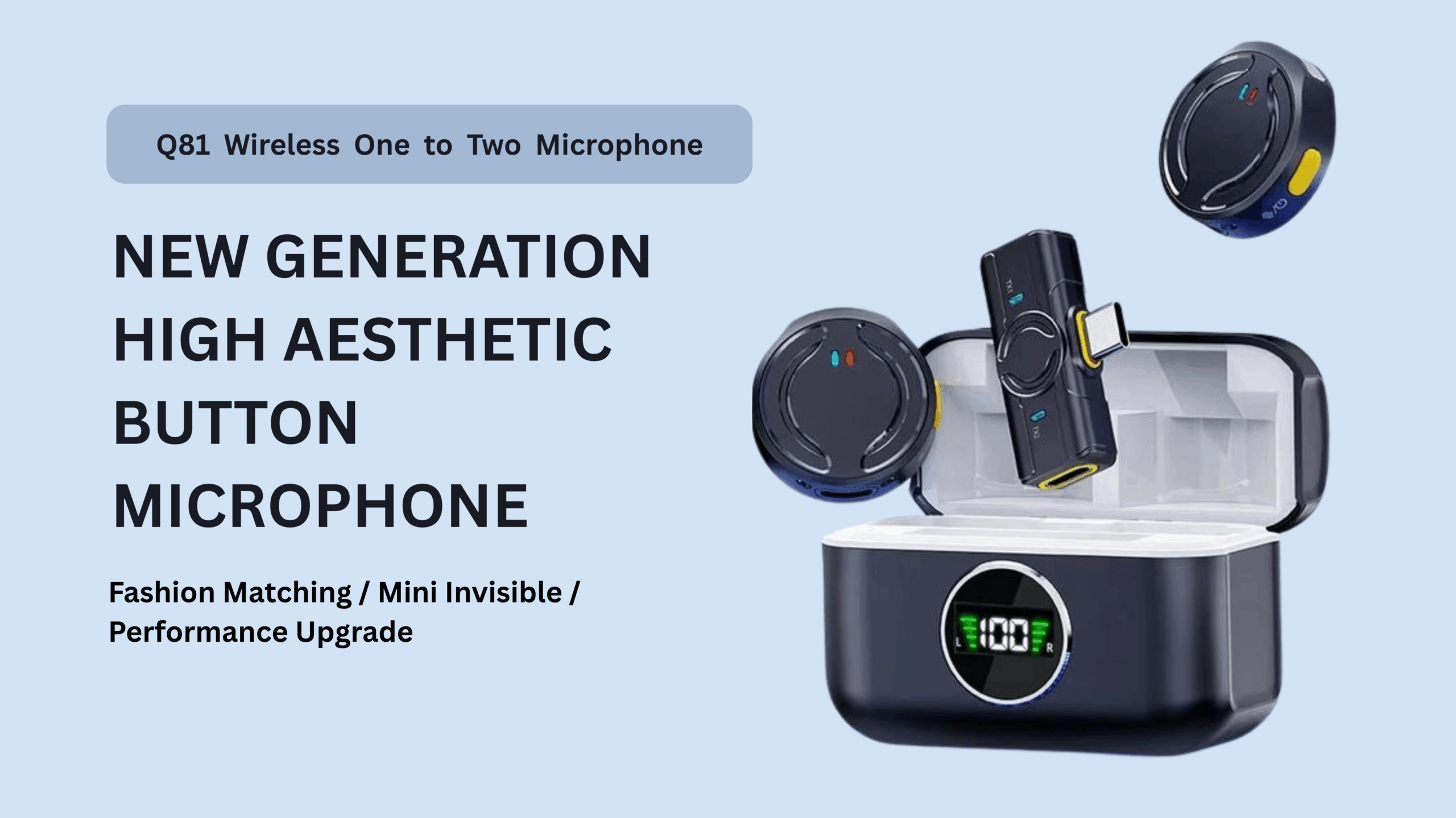 Microphone Lavalier Sans Fil – USB-C , avec Boîtier de Charge Son Clair & Professionnel