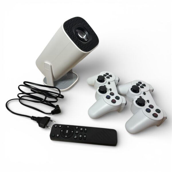 Smart android tv projector avec manettes de jeu et télécommande