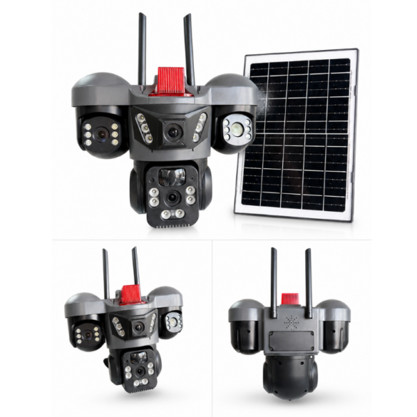 3 in one 3 Lens 4G Camera Solar PIR Human